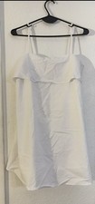 H M White Mini Slip Dress Ruffle Strap Sleeveless Short Size S Cotton Blend