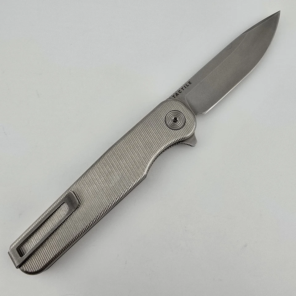 Tactile Rockwall Flipper Folding Knife Stonewashed Textured Titanium 20CV USA - Image 2 of 4