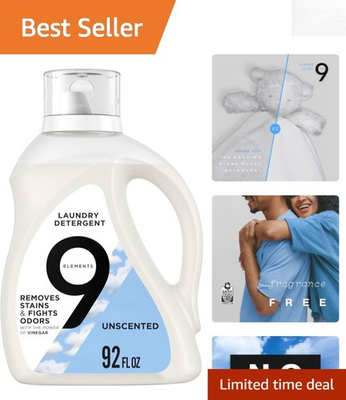 #ad 92 fl oz Vinegar Powered Unscented Liquid Laundry Detergent Eco Friendly Clean $33.99