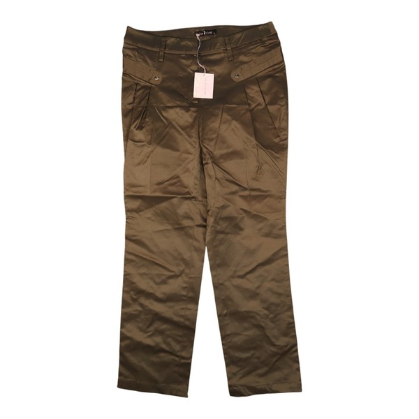 Viva Violet Pants womens LARGE brown Chino Straight trouser shiny Size L NWT
