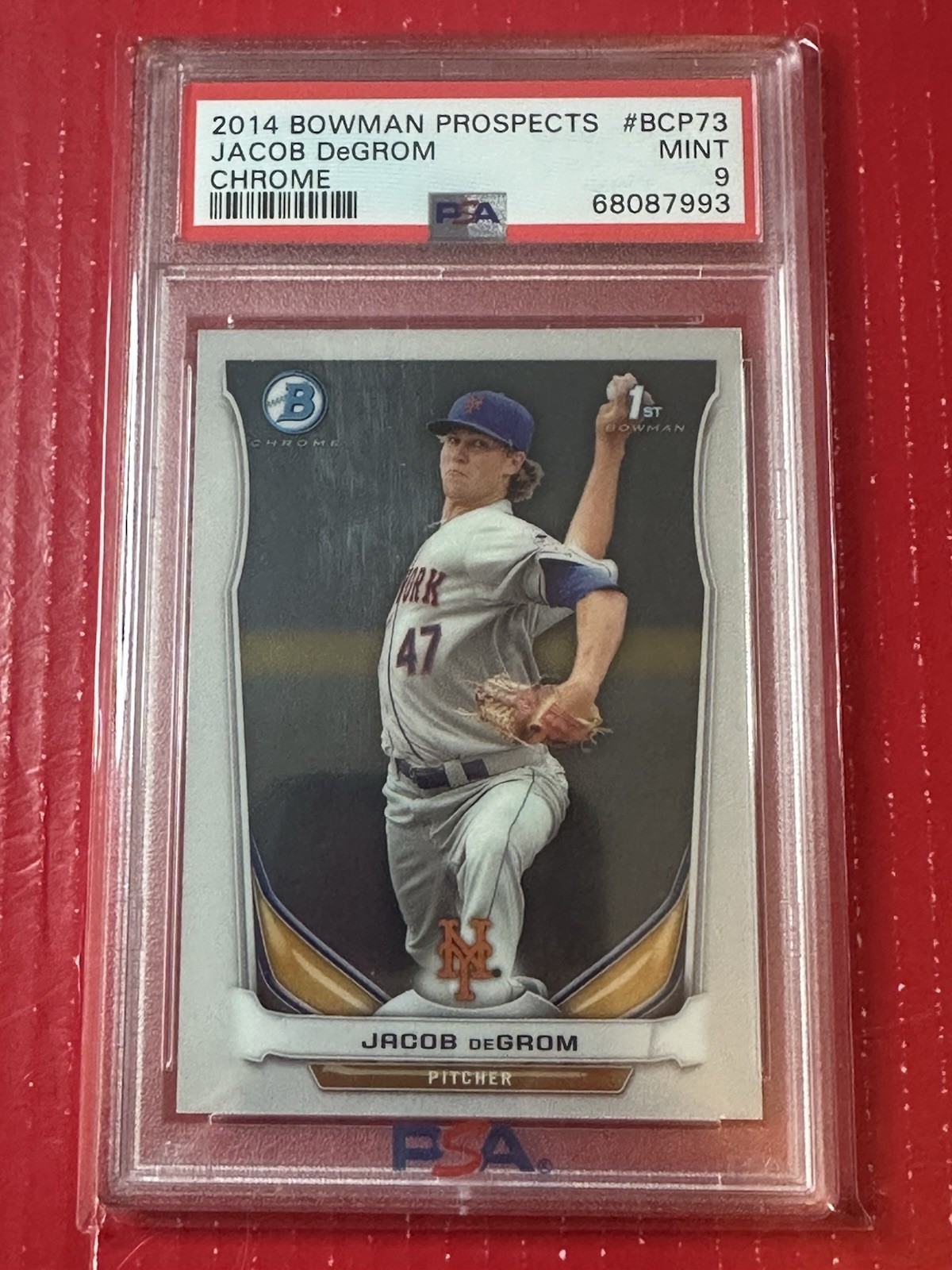 2014 Bowman Prospects Chrome #BCP73 Jacob Degrom 1st PSA 9 RC Mets Texas Rangers