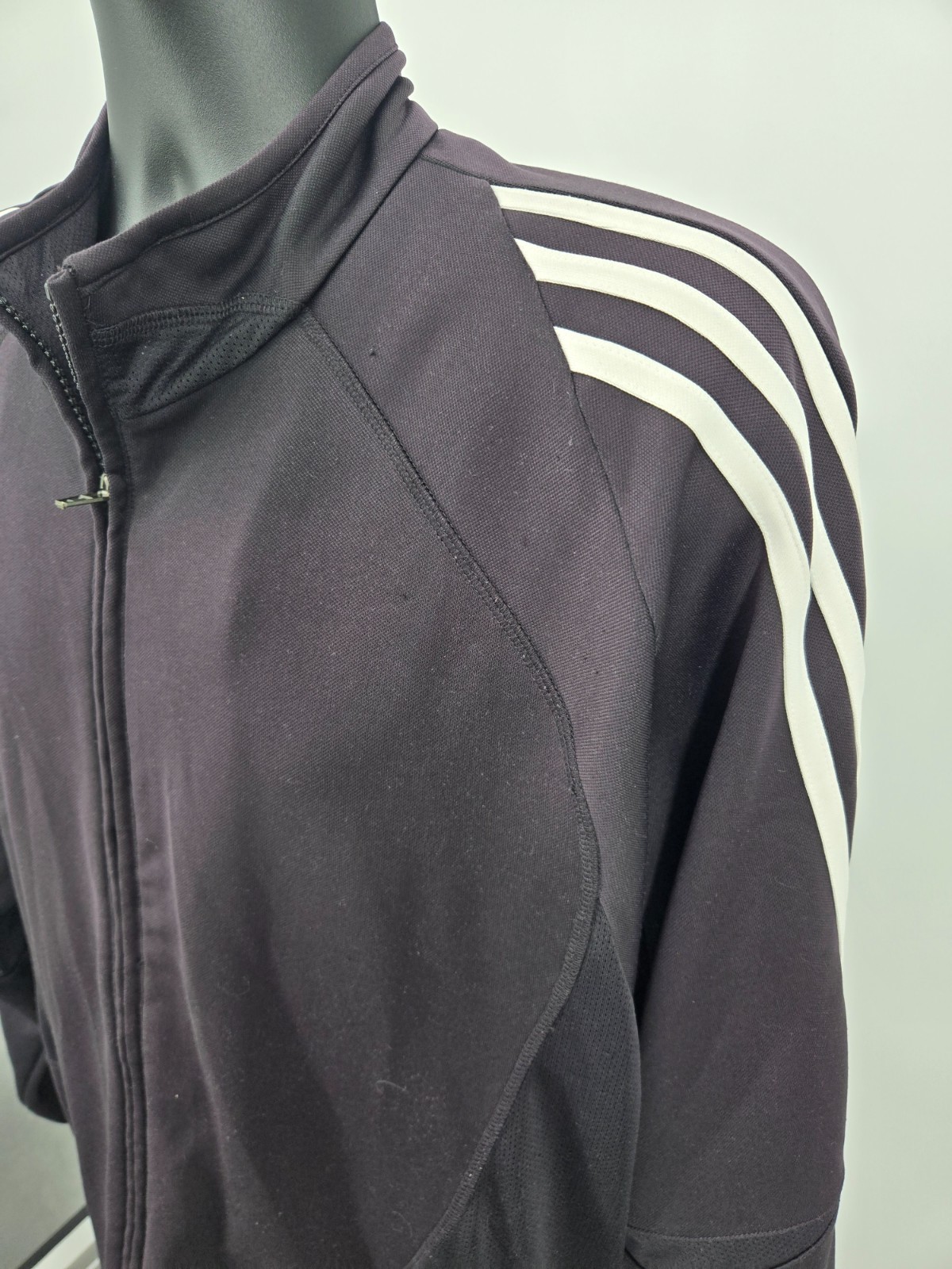 Vintage Adidas Track Jacket Large Black White Striped Full Zip Logo Mens view 11