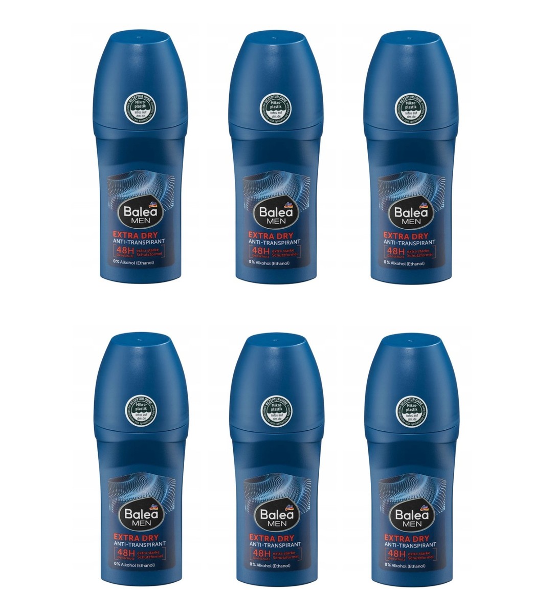 6XBALEA DM COSMETICS ANTIPERSPIRANT DEO ROLL-ON EXTRA FRESH MEN 6X50ML EU.SELLER