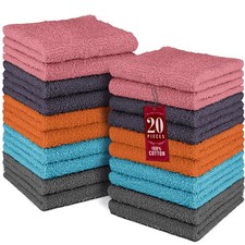 20 Pack 100 Cotton Wash Cloth Luxurious Soft 12 x 12 inch Ultra Absorbent Ma...