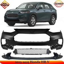Front Bumper Cover Fascia Paintable & Lower Grille Kit For 2023-2025 Honda HR-V