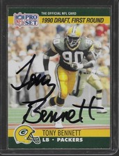 1990 Pro Set Rookie Tony Bennett #686 Green Bay Packers Signed Autographed Card. rookie card picture