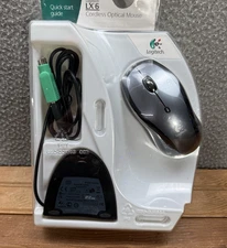 Logitech Mouse Cordless 3 Button Optical LX6 Gray Black Fast RF Receiver NEW