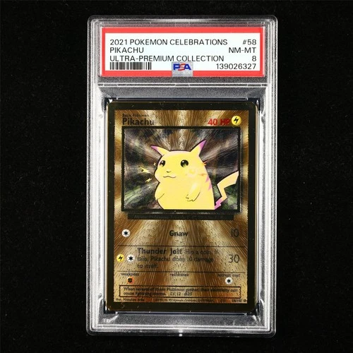 PSA 8 NM-MT 2021 Pokemon ENG Pikachu 58/102 (Gold Metal Card)