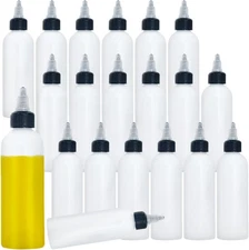 20 Pcs 4 Oz Plastic Squeeze Condiment Bottles with Twist-on Cap White 