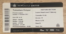 Match Ticket - Newcastle United v Tottenham Hotspur Premier League 17.10.2021