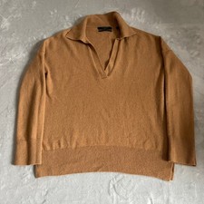 AllSaints Cashmere Jumper Womens Smal Brown Camel Ollar V-Neck Pullover Relaxed