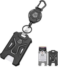 Retractable Badge Reel 31.5" Heavy Duty Carabiner ID Holder, Black