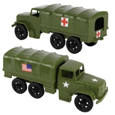 TimMee Plastic Army Men Trucks - OD Green M34 Deuce and a Half Cargo Vehicles...