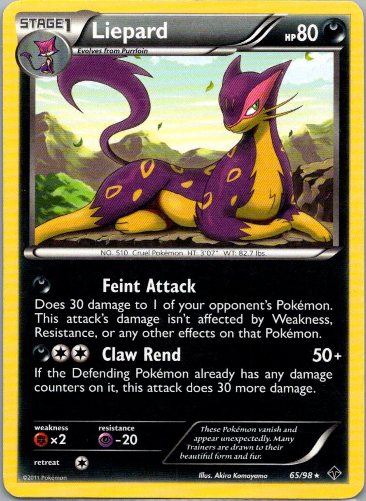 Pokemon TCG Liepard 65/98 Emerging Powers LP