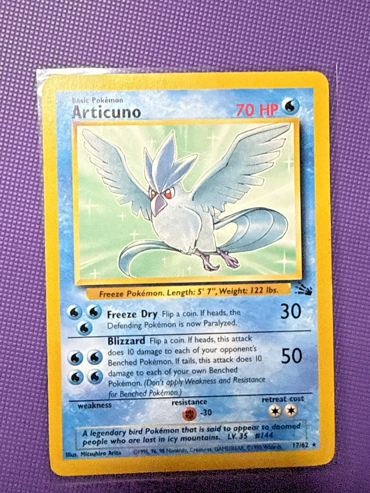 Articuno 17/62 - Fossil Unlimited Non-Holo Rare WOTC Pokemon TCG HP