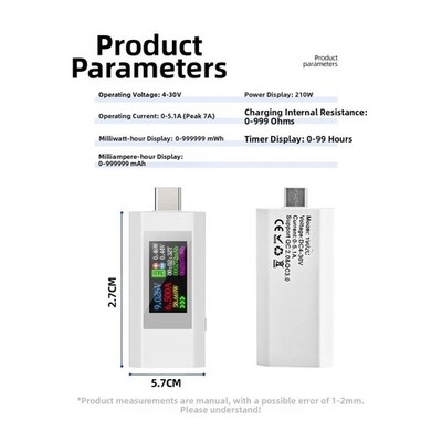 Voltage Current Tester for Type C Charging Devices with 430 Volt Display