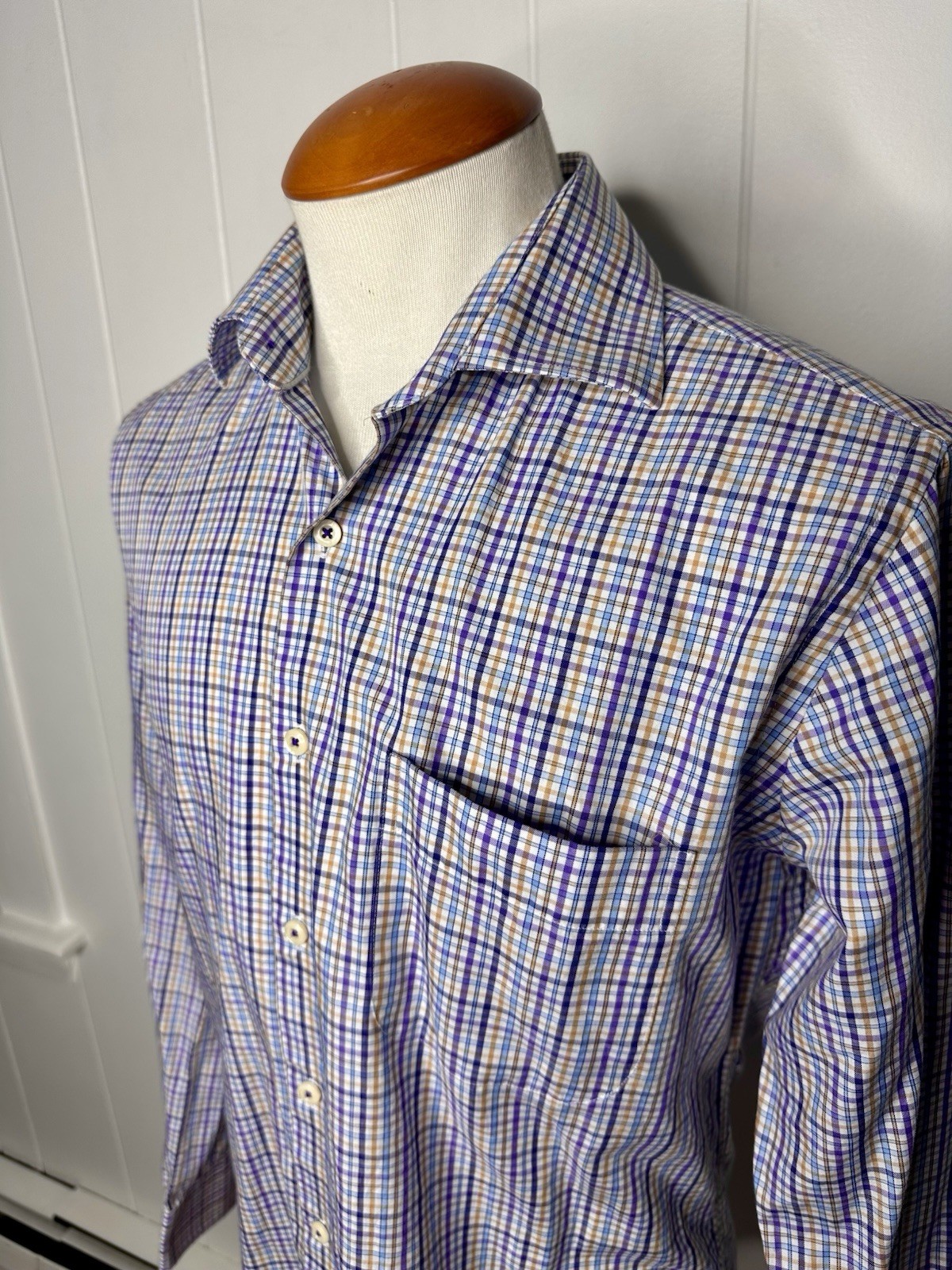 Peter Millar Multicolor Checkered Long Sleeve Shi… - image 6