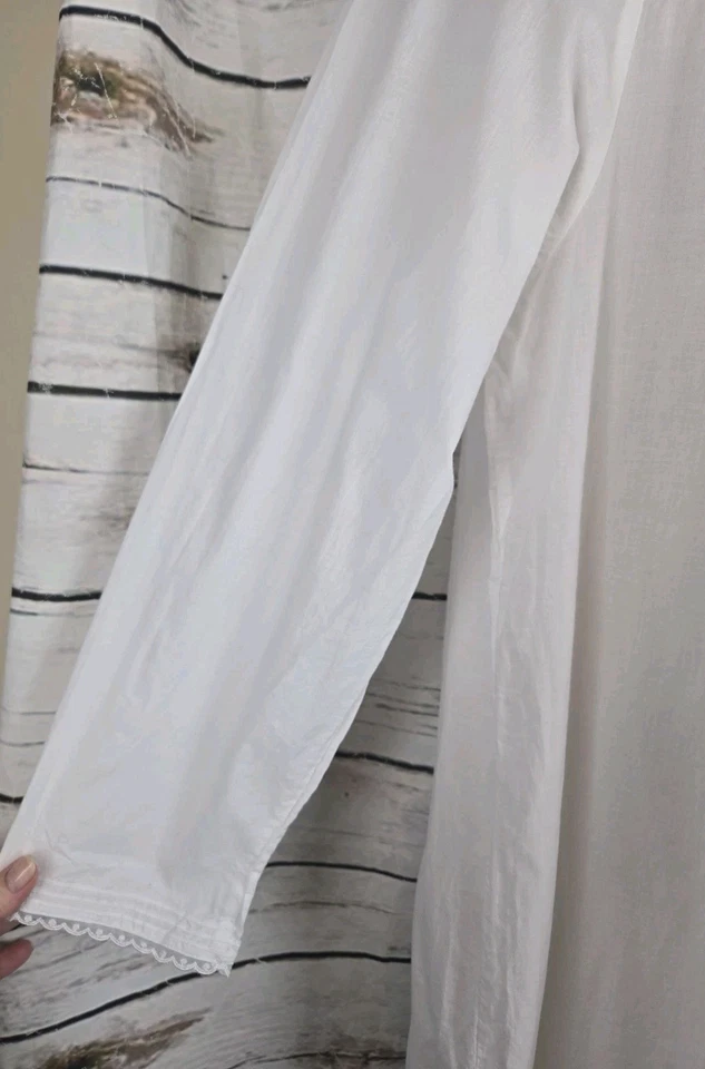 Eileen West Cotton Lawn Nightgown 3X Long Sleeve Embroidery Ruffle Cottagecore - Image 4 of 4