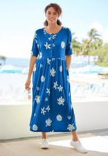 Woman Within Plus Size Stamped Empire Waist Dress