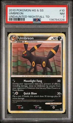 2010 POKEMON HEARTGOLD & SOULSILVER UNDAUNTED NIGHTFALL THEME DECK UMBREON PSA 7