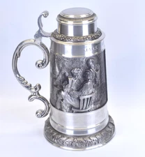 Vintage Zinn German 95% Pewter Large Beer Stein Made in Germany