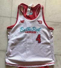 New Balance Be the Best (BTB) Lacrosse Uniform Jersey Red White - #4 - YL/XL