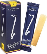 NEW VANDOREN CR122 BASS CLARINET REEDS, STRENGTH 2 - BOX OF 5 REEDS