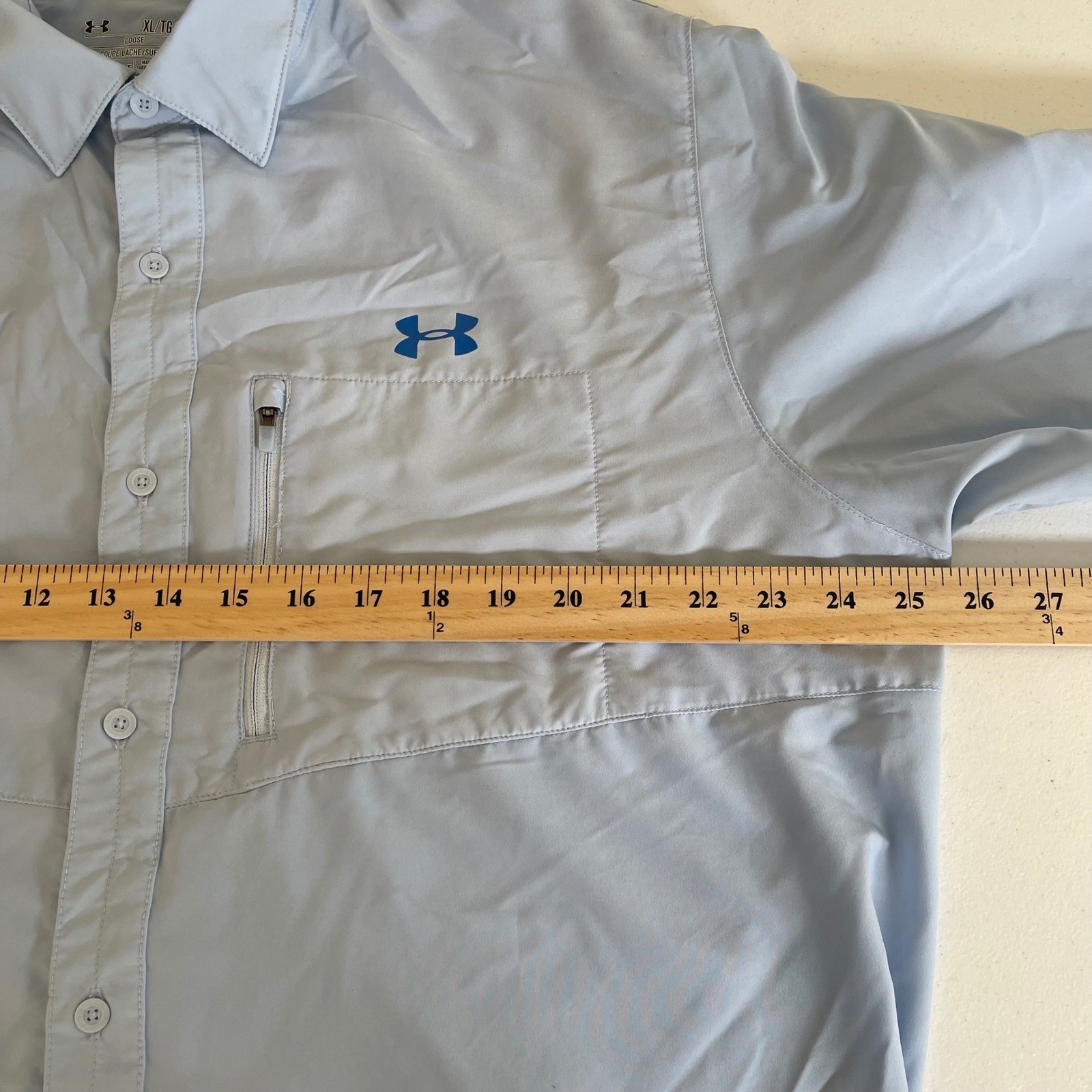Under Armour HeatGear Vented Fishing Long Sleeve Button Up Shirt Mens XL Blue thumbnail 9