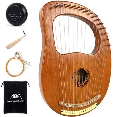 Lyre Harp AKLOT 16 Metal Strings Maple Saddle Mahogany Body Lyra Harp with