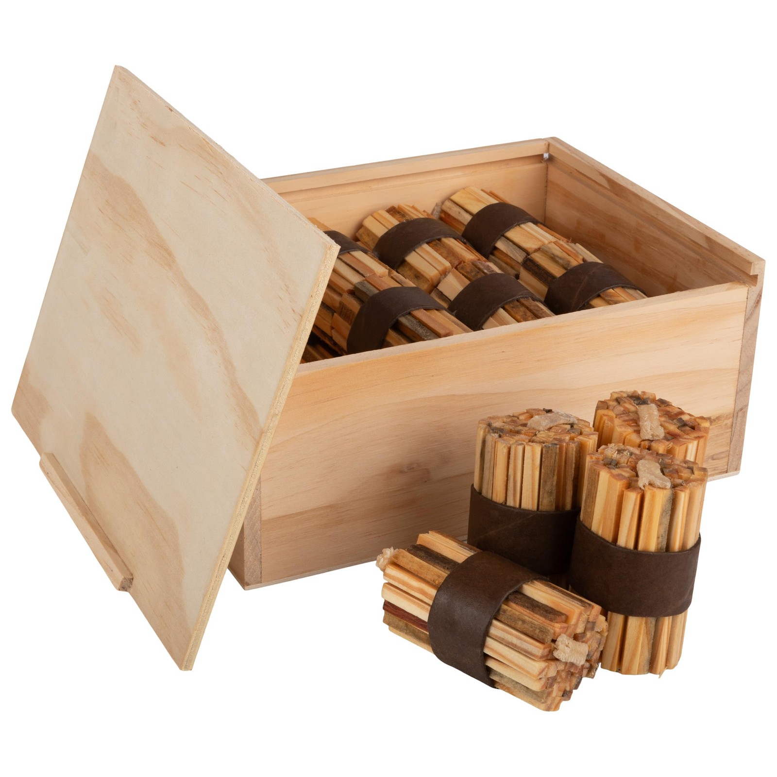 Fire Starter Sticks 20-Pack with Storage Box - Pine Wood Firestarter Kindling...