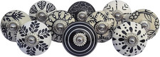 Vintage Black Hand Painted Ceramic Pull Knobs for Kitchen Cabinet, Door Drawer