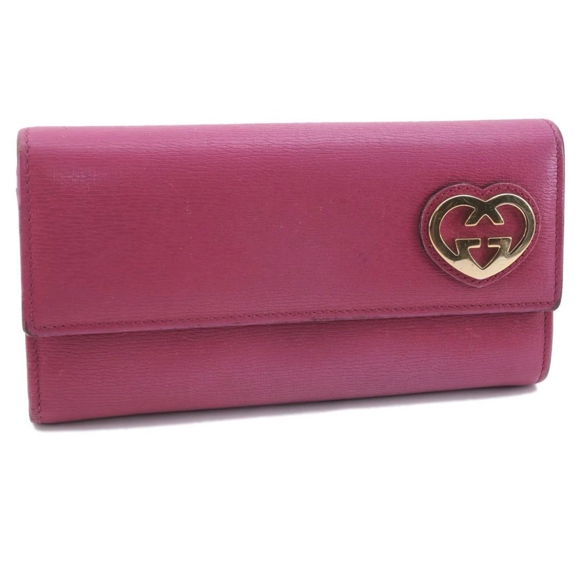 Gucci Heart Interlocking GG Long Continental Snap Wallet Pink 