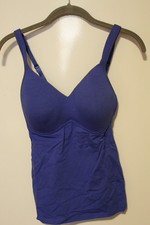 Rhonda Shear Cotton Molded Cup Camisole-Blue-Small-NWT