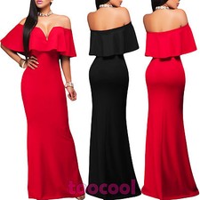 Woman Long Dress Flared Carmen Neck Elegant New DL-2074