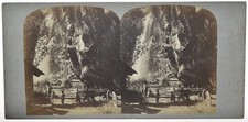 Vue stereo albumine sur carton, Charrette et cascade, extérieur, vers 1870
