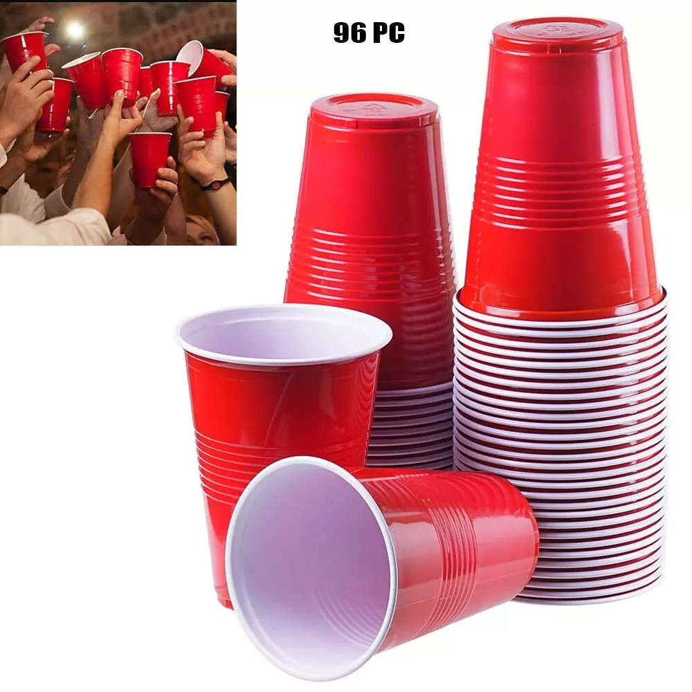 96 Count Disposable Plastic Cups Everyday Use Red Party Cups Strong Sturdy  16 Oz