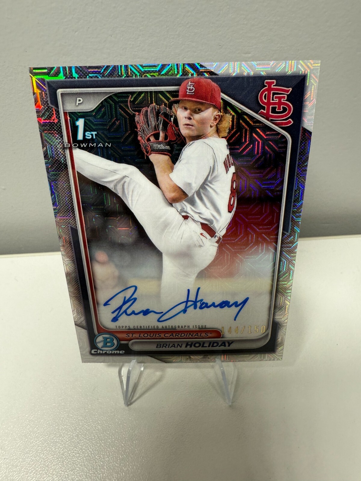 Brian Holiday 2024 Bowman Chrome Draft 1st HTA Mojo Refractor Auto /150 #CPA-BHO