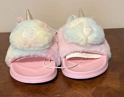 Cat Jack Girls Pink/Blue Unicorn slippers Size XL (6)