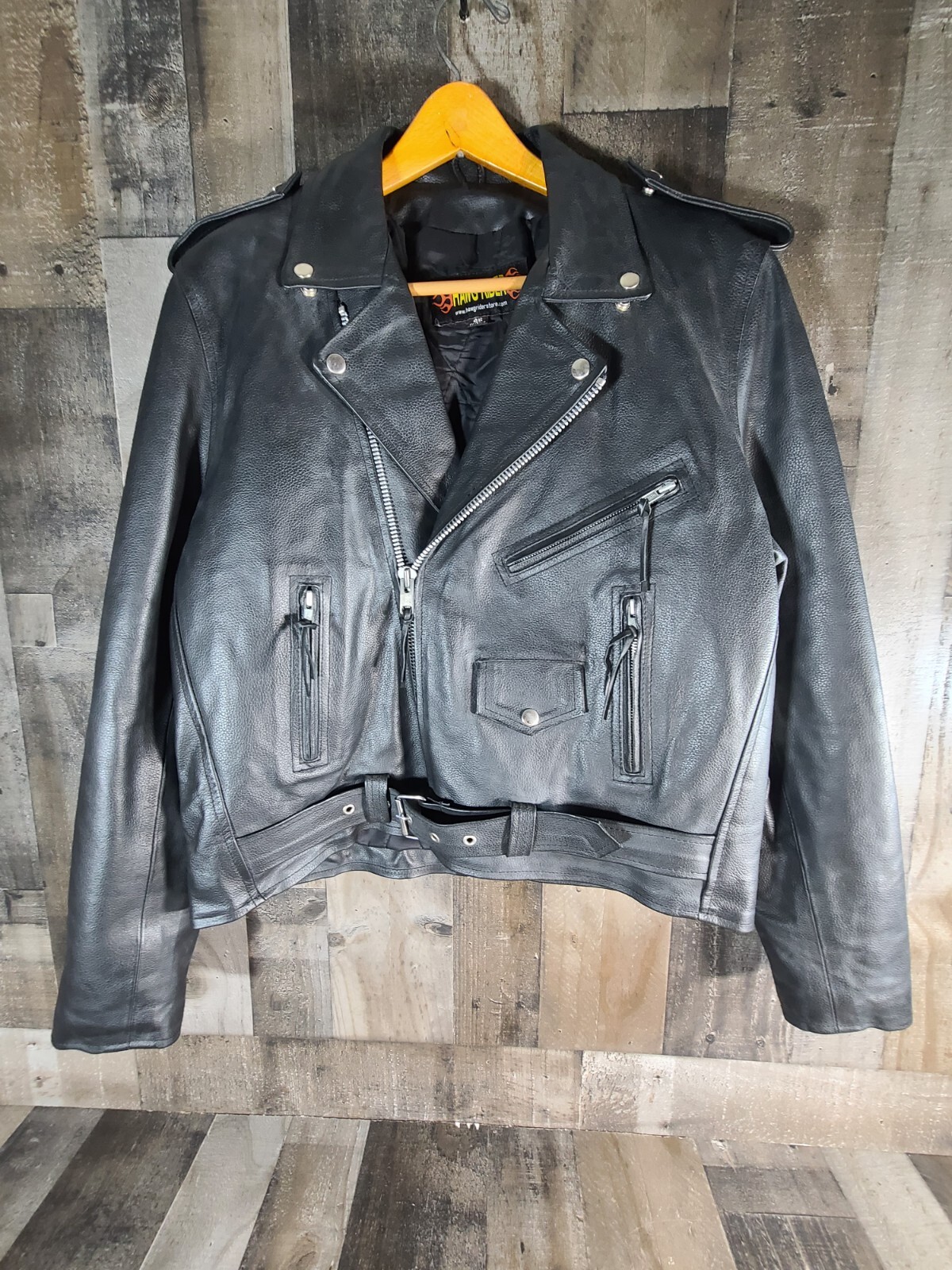 Hawg Rider NEW Mens Hawg Riders Leather Jacket MJ2007 Multiple Sizes Black with ...
