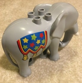 Lego Duplo Gray Elephant Animal Figure 5" Long White Tusks My First Circus 10504