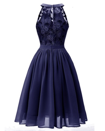 Vestido de Encaje Cóctel Noche Baile Vestido Noche Boda Dama de honor Baile de graduación Halter Nuevo - Imagen 27 de 40