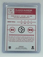 Plaxico Burress 2016 Panini Classics Football RED BACK #122 Pittsburgh Steelers
