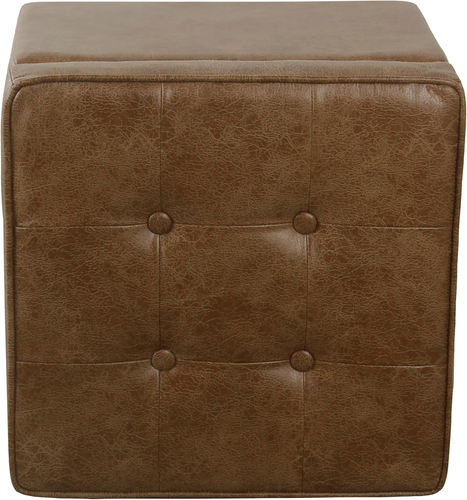 Square Tufted Storage Ottoman - Distressed Brown Faux Leather Small - Picture 5 of 12