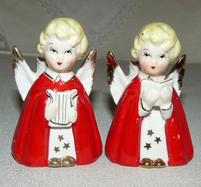 Vintage Made in JAPAN Worshiping Christmas Angel Porcelain Candle