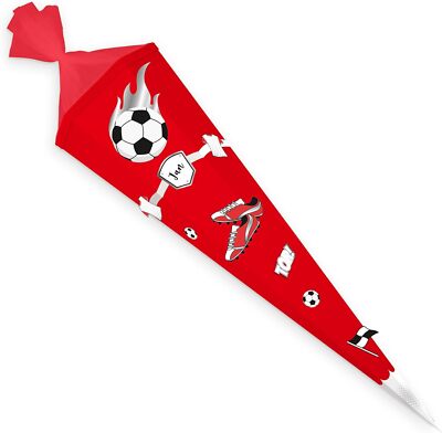 itenga Fussball Vereins Zuckertüte rot weiß Bastel Schultüte 85cm eckig neu