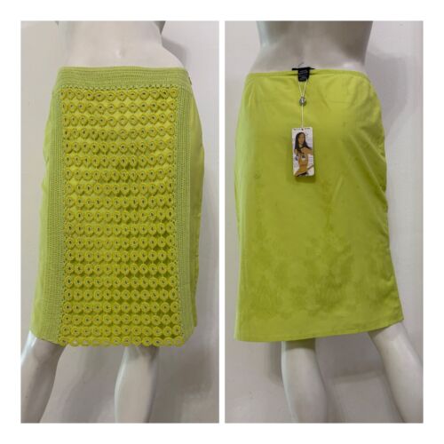 CUSTO BARCELONA Gonna verde decorazione crochet perline Tg S - NUOVO