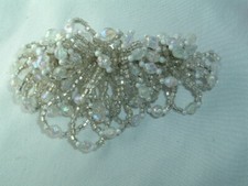 VINTAGE OPAQUE WHITE BEADED HAIR BARRETTE HAIR ACCESSORY