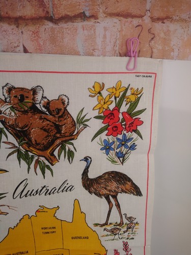VTG Linen Cotton Flour Sack Tea Towel Australia Souvenir - Picture 3 of 8