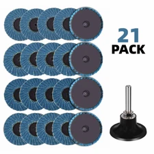 21PCS 2 inch Zirconia Roll Lock Flap Sanding Disc 40 Grit Die Grinder W / Holder