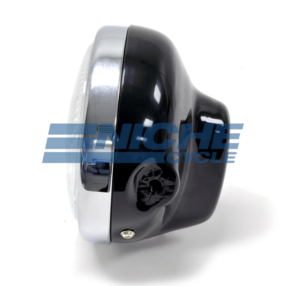 Faro estilo réplica Honda negro 6-1/4" montaje lateral CB750 CB900 6,25 Foto 3 de 4